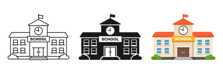 School building icon in cartoon flat style. Education house vector illustration on isolated background. College and institute sign business concept. © Lysenko.A