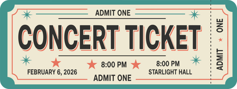 retro concert ticket admit one