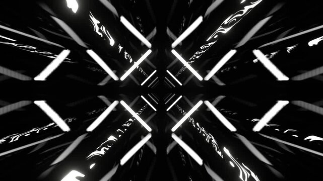 White Diamond Shaped Hallway with Neon Lights and Stripes Background VJ Loop in 4K