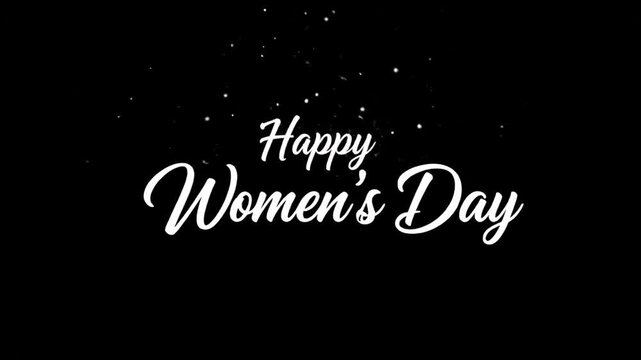 Elegant Happy Women's Day greeting in white script on black