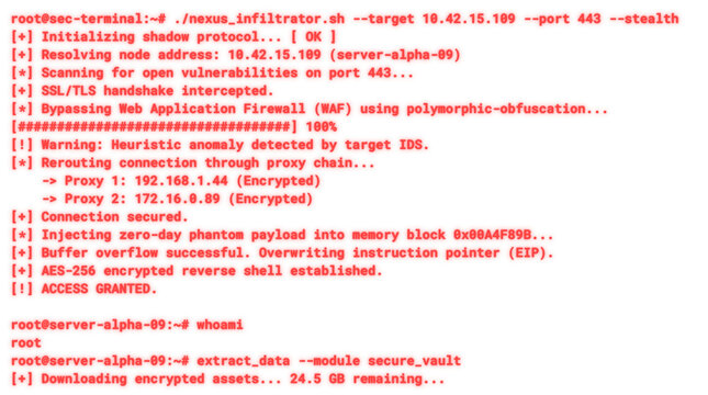 Hacking CLI & Code snippet - Cyber Attack simulation Red text - Transparent background