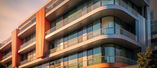 Fototapeta premium Experience the elegance of modern urban design, where light and form create a striking architectural statement.