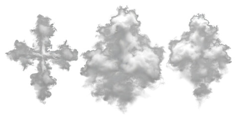 Three white cloud shapes isolated on a transparent background clouds white clouds on transparent background