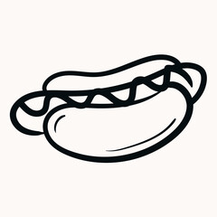 Hand drawn hot dog. Flat isolated vector illustration.