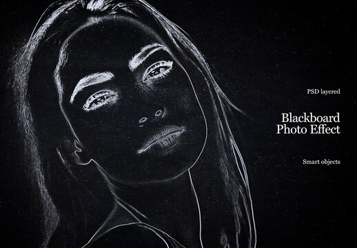 Illustration on Blackboard Photo Effect