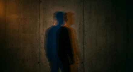 Abstract representation of a person in motion with blurred outlines  