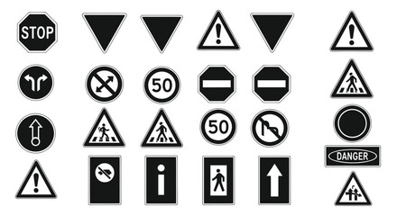 Collection of Traffic Signs and Road Safety Symbols © rokok