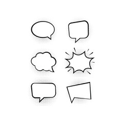 Comic Speech Bubble Set With Halftone