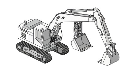 Excavator Machine Heavy Equipment Illustration. © Mas