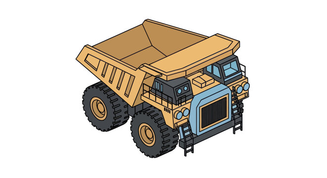 Large Yellow Dump Truck Illustration Vehicle.