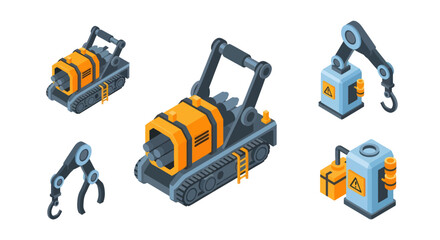 Naklejka premium Industrial Robot Arms and Machinery Equipment.