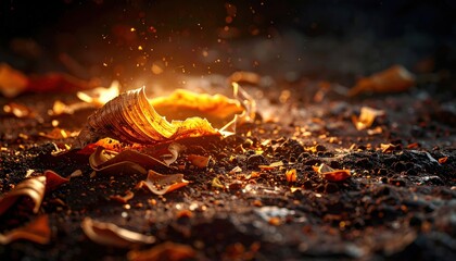 FlyPro Firefly captures a detailed view of scattered dry husks and debris on a dirty, very rough surface, representing the ultimate depletion of a vital resource.