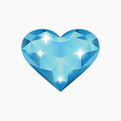 Blue diamond heart-shaped gemstone. Hand-drawn.