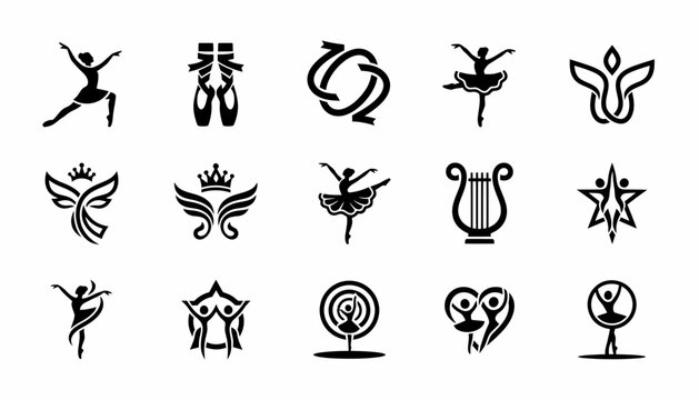Ballet Dancer Icons and Symbols Collection