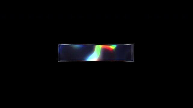 A Japanese Punctuation "長音記号" with various colors of light sparkling on its glass-like surface with alpha channel. Seamless loop video.