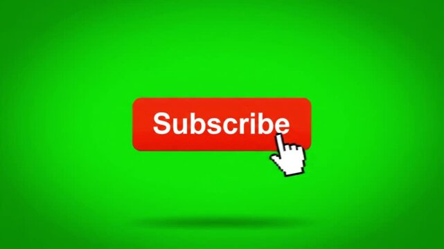 Subscribe button with hand cursor on green background