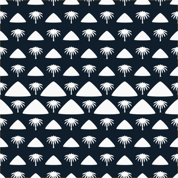 Diriyah Inspired Series &ndash; A collection of modern Islamic geometric patterns influenced by Najdi architectural heritage and contemporary Saudi luxury aesthetics - Pattern with palmtrees on Night Blue