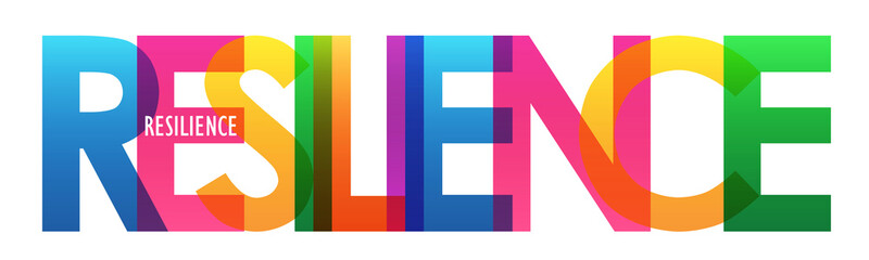 RESILIENCE colorful typography banner on transparent background