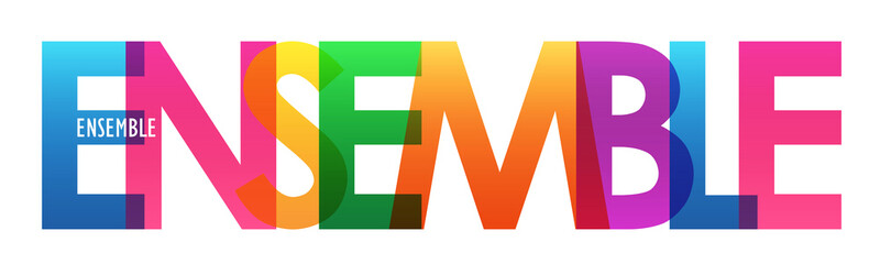 ENSEMBLE (TOGETHER in French) colorful typography banner on transparent background