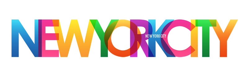 NEW YORK CITY colorful typography banner on transparent background