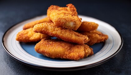 southern fried catfish fillets with golden crust on a plate crunchy appetizing crunchy appetizing meal finger licking