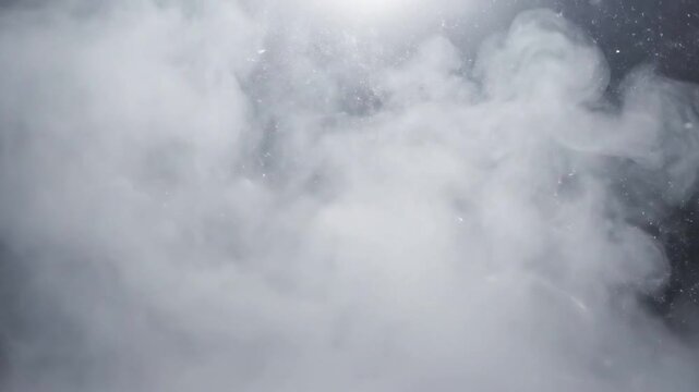 Close-up Atmospheric Dust A macro perspective focusing intimately on individual dust motes suspended within swirling, ethereal fog, with subtle shifts in ambient light highlighting their slow, gentle