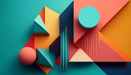 modern minimalist composition of geometric shapes on colorful background