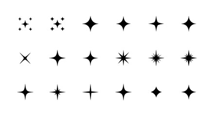 Magic Sparkle Twinkle Star Icon Collection Vector Illustration