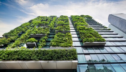 modern building with vertical garden design and lush greenery