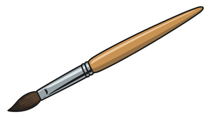 Fototapeta premium Vector illustration of a paintbrush with wooden handle and silver ferrule on a clean background