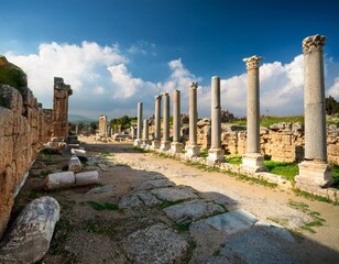ruins of perge s ancient columns from antalya turkey