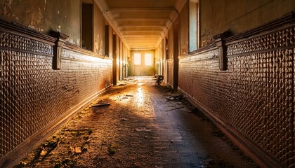 sunlit corridor in abandoned building decay history and forgotten spaces