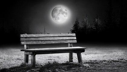 weathered wooden bench at night grayscale photography solitude tranquility