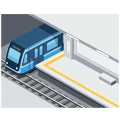 Blue Train at Subway Station Platform. © Dion