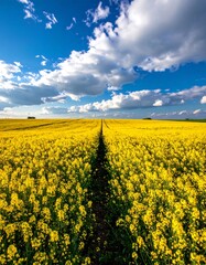 Obraz premium Vast field of yellow flowers under a vibrant sky