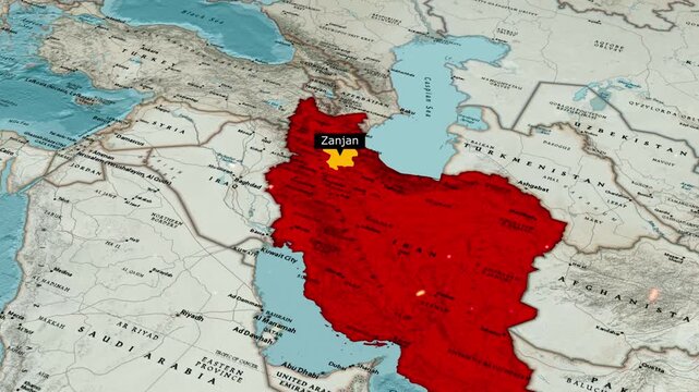 Strategic Map Highlighting Zanjan Province Iran Located in Northwestern Regional Geographical Area
