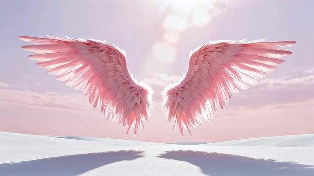 Pink angel wings in sky