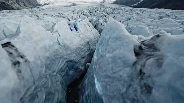 Monochromatic Majesty Emphasizing the stark beauty of glaciers through a desaturated palette.