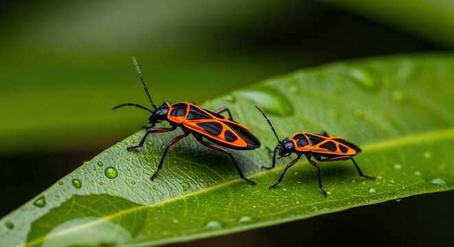 Boxelder bugs on leaf