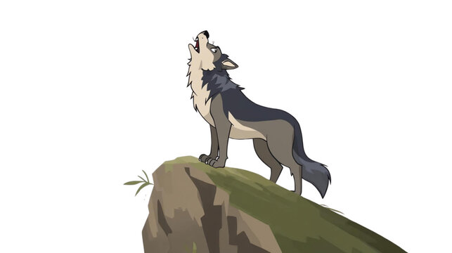 the wolf roaring on the cliff