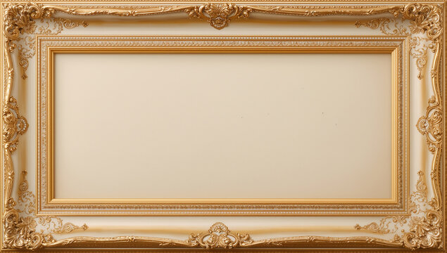 kremowo złota rama w barokowym stylu