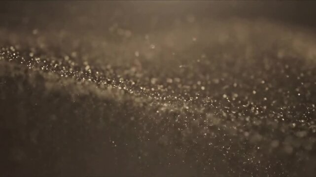 Microscopic Dance of Motes Highlight the delicate, slow-motion movement of illuminated dust particles, emphasizing their abstract patterns and gentle flow.