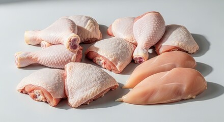 Fresh Raw Chicken Pieces Ready for Cooking.