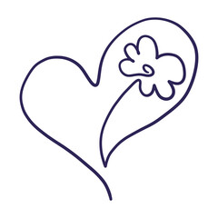 hand drawn heart with flower