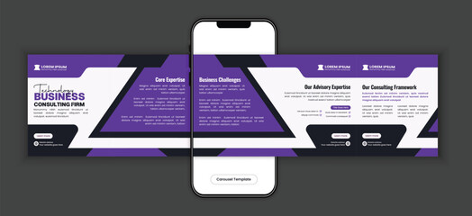 Technology business consulting firm social media carousel template  © holylayer