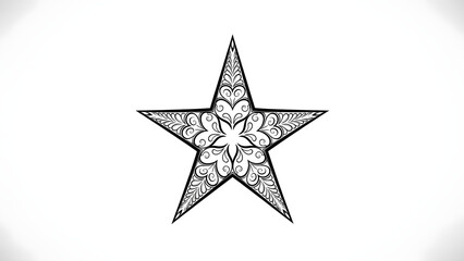 Obraz premium A stylized star illustration with intricate floral patterns viewed from directly above on a clean white background