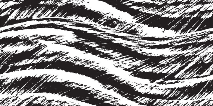 Abstract Black and White Tiger Stripe Pattern Texture.