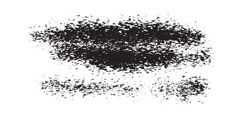 Abstract black ink brush stroke texture on white background.