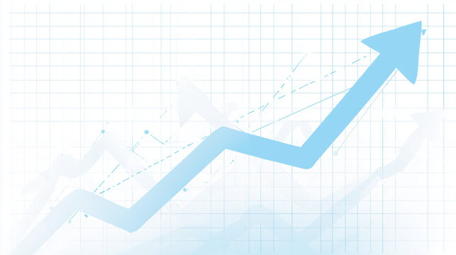 Representa&ccedil;&atilde;o visual de crescimento financeiro com seta ascendente destacando sucesso empresarial, an&aacute;lise de mercado e tend&ecirc;ncias econ&ocirc;micas favor&aacute;veis.