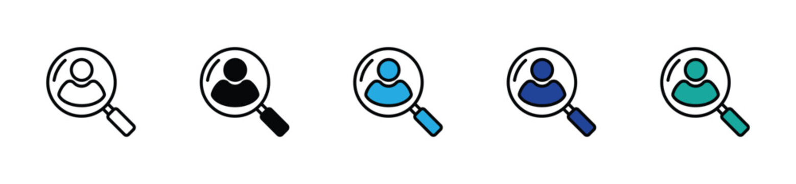 Target Audience Search Outline and Filled Icons
